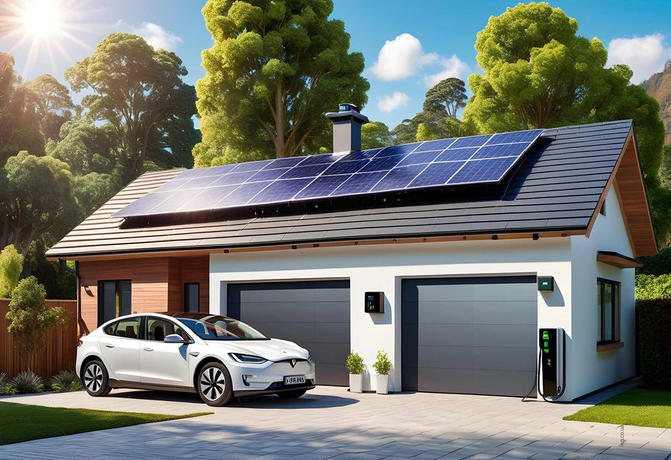 Электромобиль возле дома