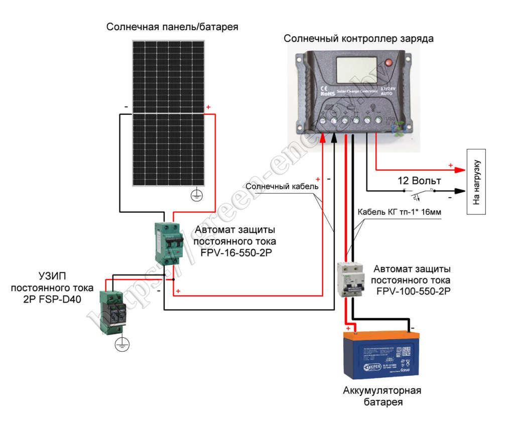 Схема подключения солнечной панели 12 вольт к контроллеру заряда