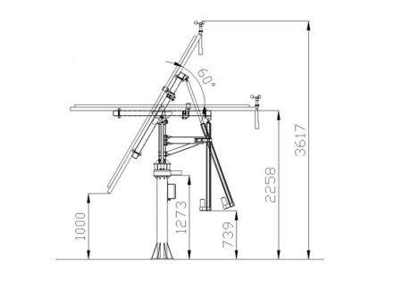Трекерная система за слежением за солнцем для 4 солнечных панелей мощностью 1.5 кВт