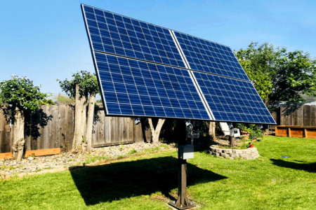 Трекерная система за слежением за солнцем для 4 солнечных панелей мощностью 1.5 кВт